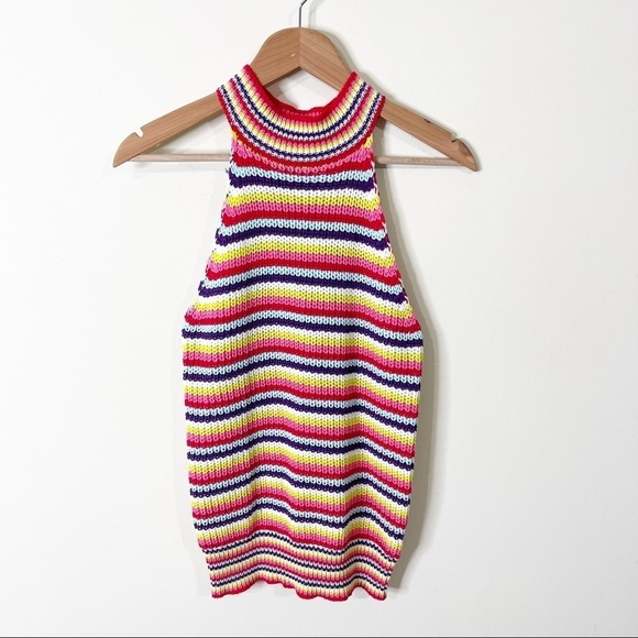 Anthropologie John + Jenn Multi Rainbow Knit Halter Percy Sweater Tank XS NWT - Picture 2 of 8
